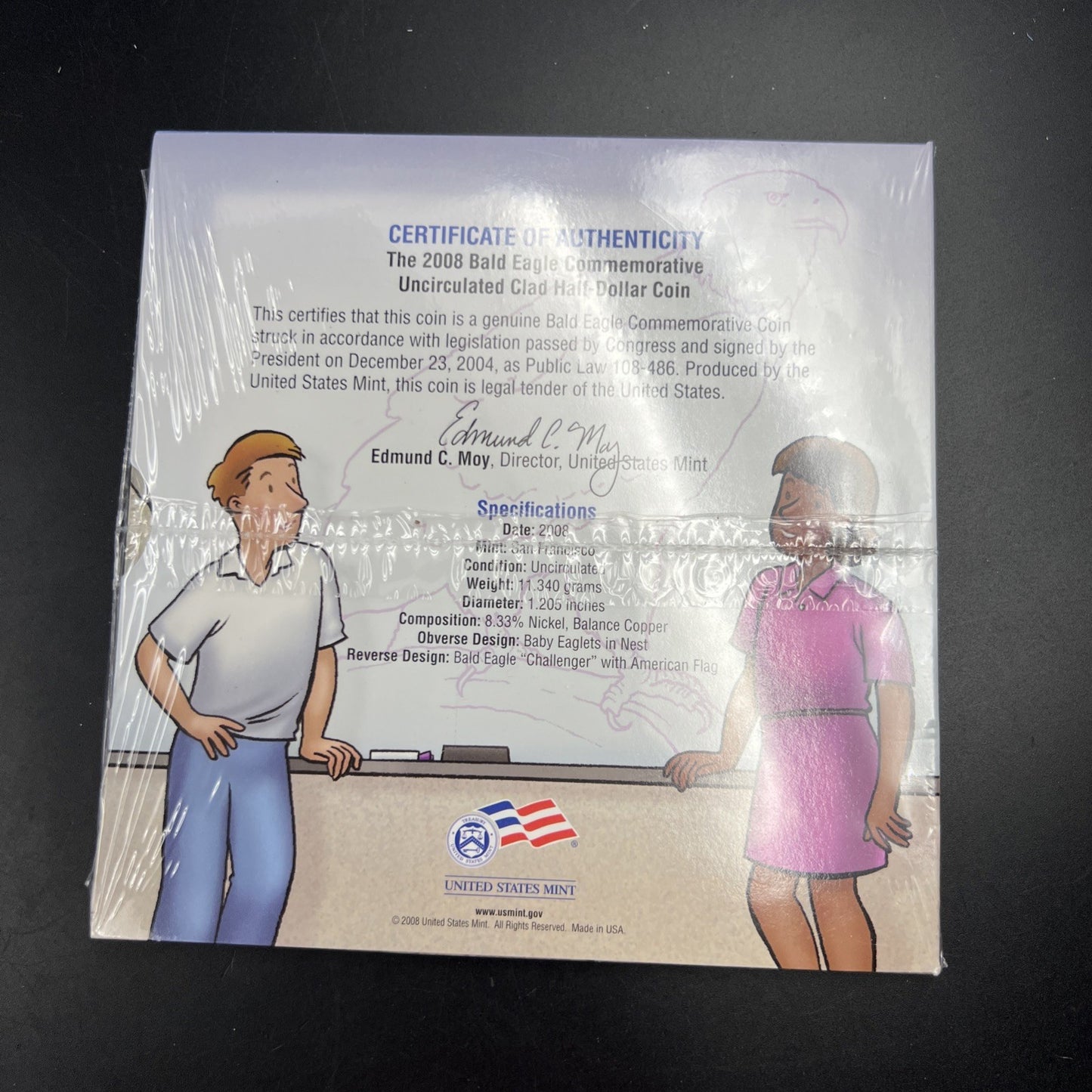 2008 Bald Eagle Copper Nickel 50c Half Dollar Coin in Sealed Young Collector's