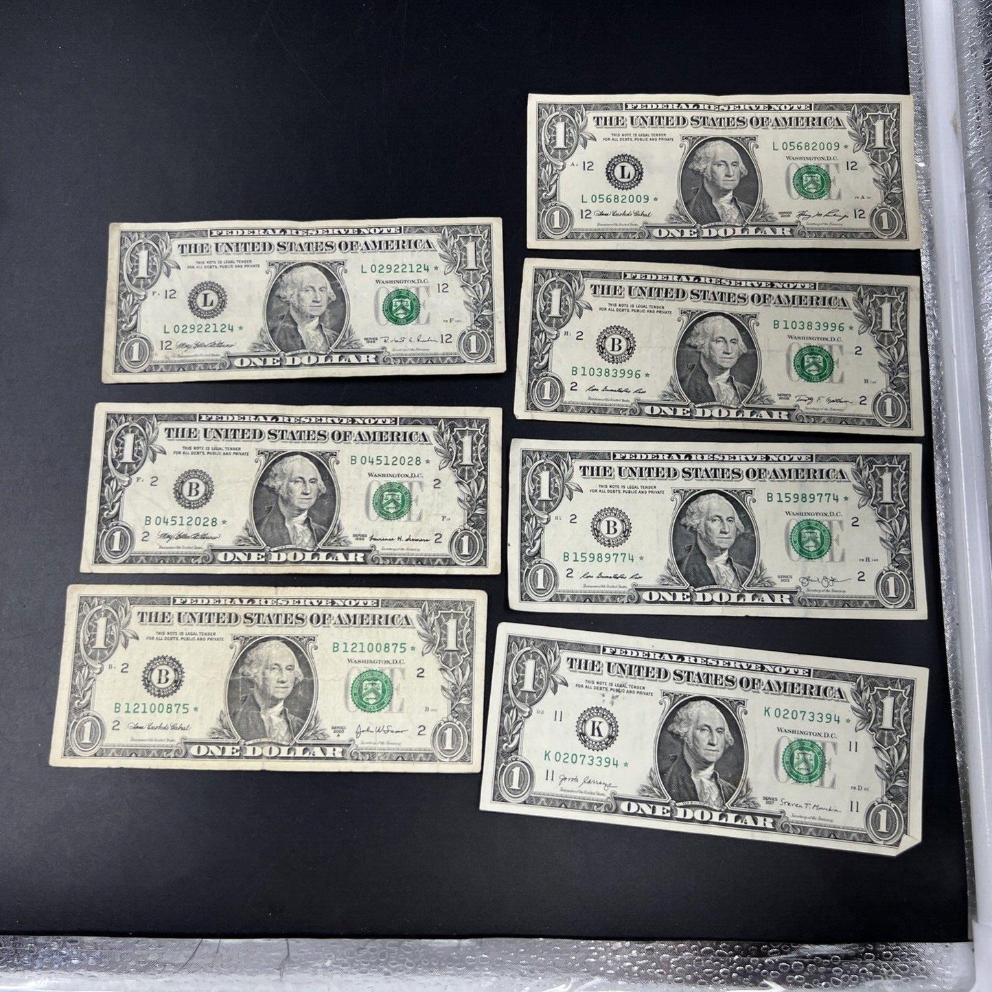 Lot of 7 Different * Star FRN Notes 1995 - 2017 years Circulated US Currency