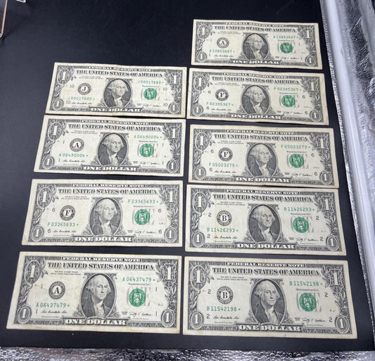 Lot of 9 2009 * $1 FRN Federal Reserve Note Star Notes Circ #79