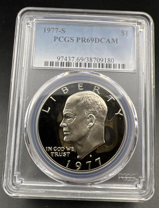 1977 S $1 Ike Eisenhower Copper Nickel Dollar Coin PCGS PR69 DCAM #180