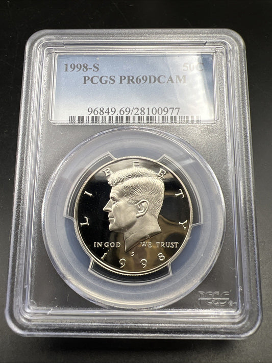 1998 S 50c Kennedy Copper Nickel Half Dollar Coin PCGS PR69 DCAM #977