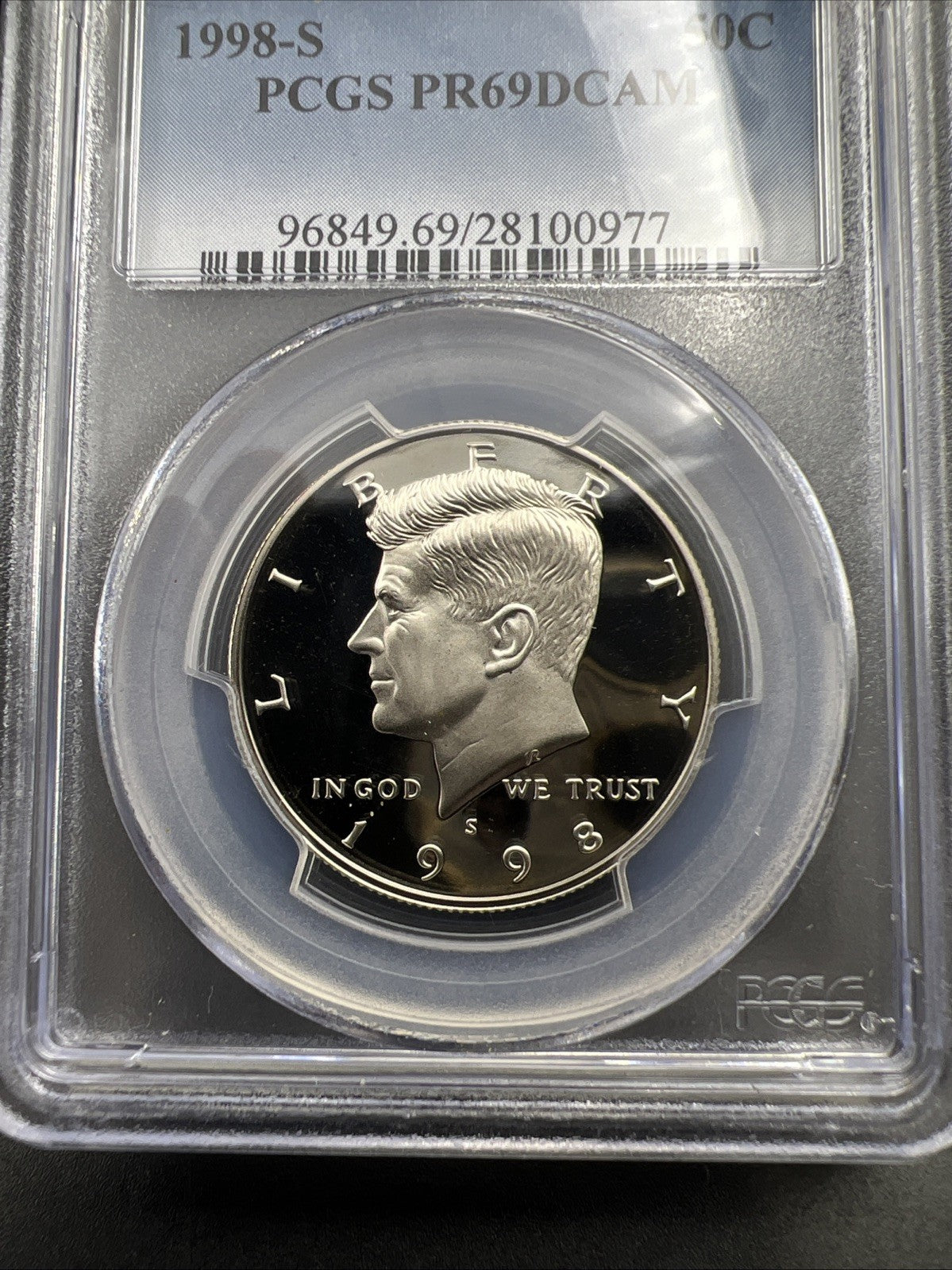 1998 S 50c Kennedy Copper Nickel Half Dollar Coin PCGS PR69 DCAM #977