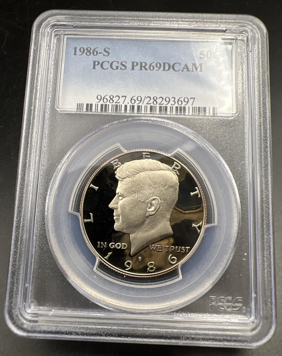 1986 S 50c Kennedy Copper Nickel Half Dollar Coin PCGS PR69 DCAM #697