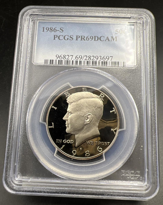 1986 S 50c Kennedy Copper Nickel Half Dollar Coin PCGS PR69 DCAM #697
