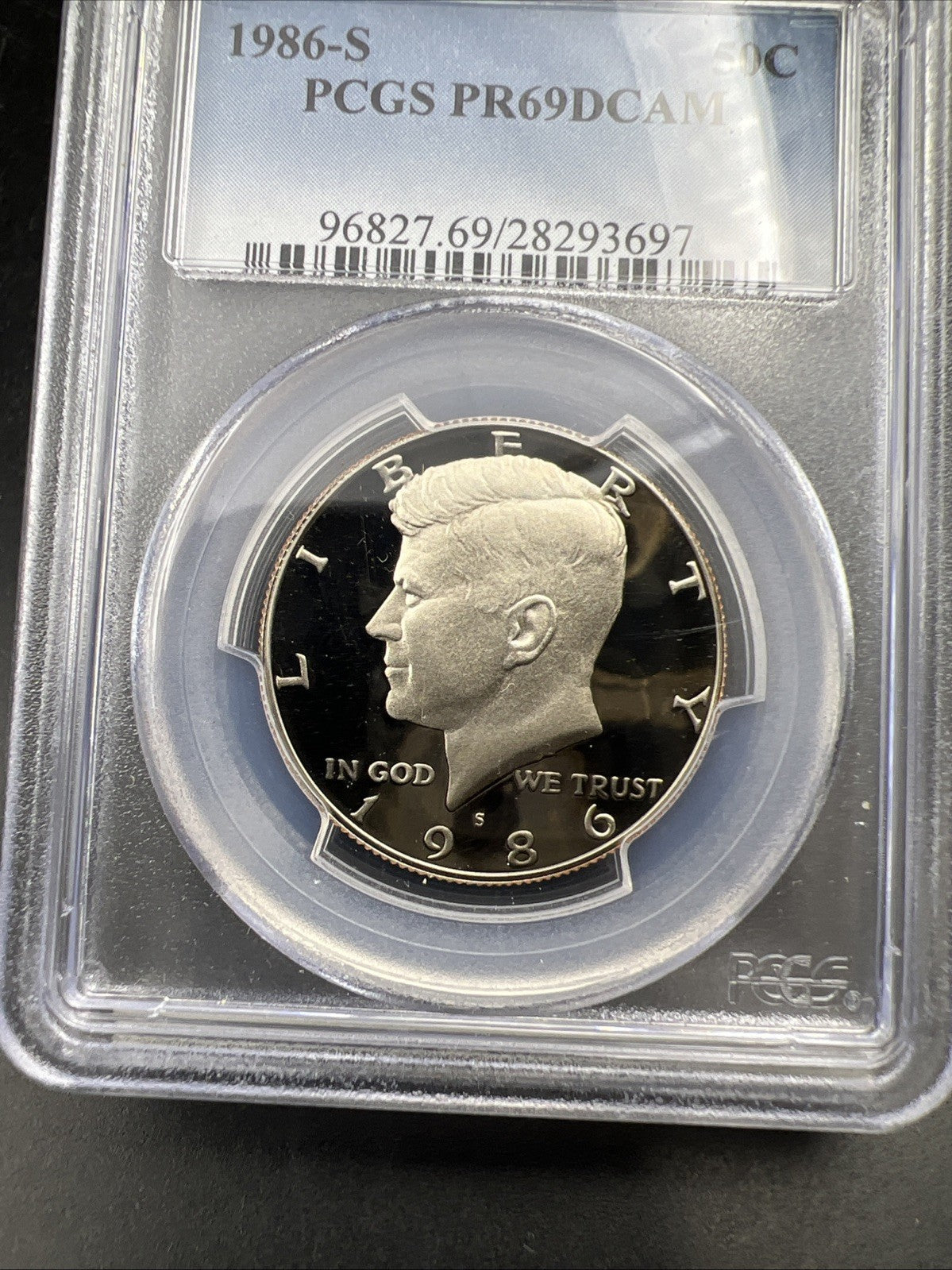 1986 S 50c Kennedy Copper Nickel Half Dollar Coin PCGS PR69 DCAM #697