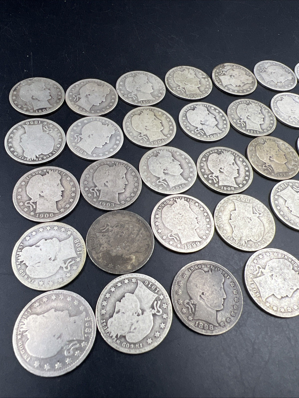40 Coin AG / G Barber 90% Silver Quarter Quarters Roll Full Dates SKU#5.29G