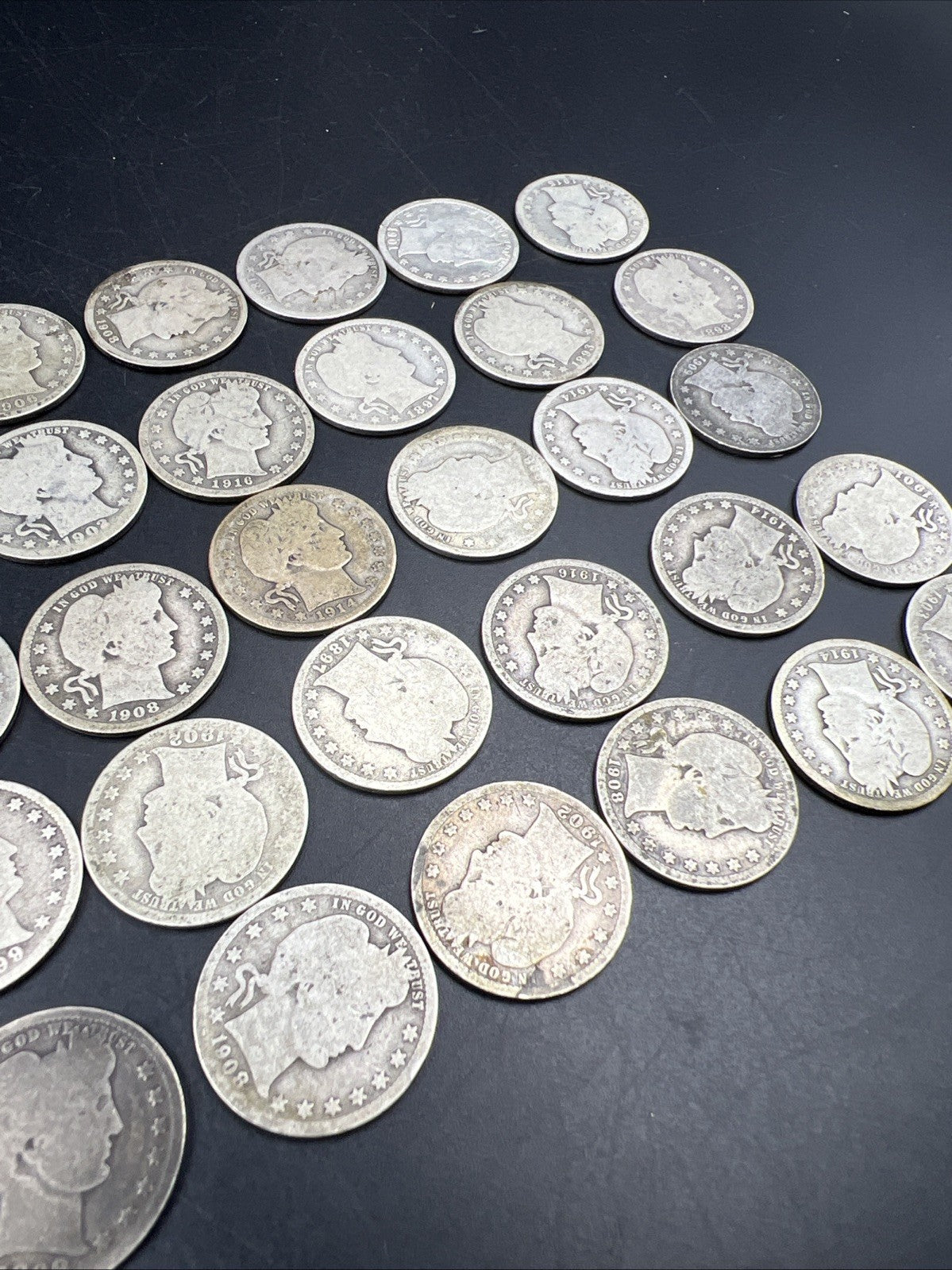 40 Coin AG / G Barber 90% Silver Quarter Quarters Roll Full Dates SKU#5.29G