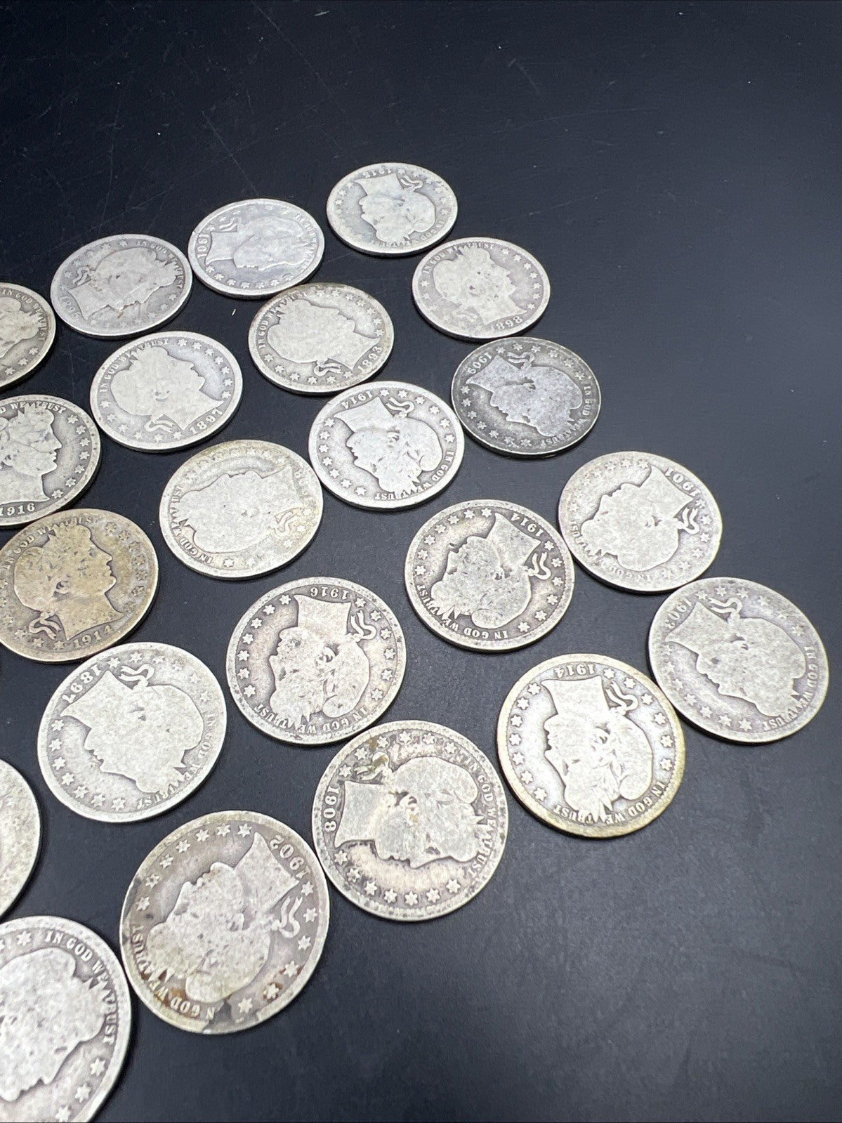40 Coin AG / G Barber 90% Silver Quarter Quarters Roll Full Dates SKU#5.29G