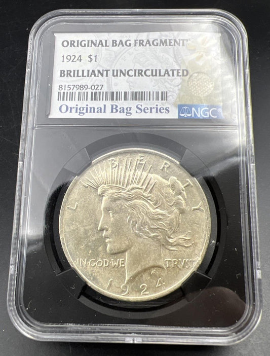 1924 Peace Silver Dollar Coin NGC BU Original Bag Fragment Series