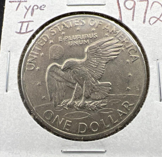 1972 Type 2 Variety $1 Eishenhower Clad Ike Dollar Coin CH VF Very Fine Circ #A