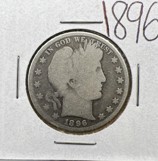 1896 50c Barber Half Dollar Coin Choice AG About Good Circ Full Date