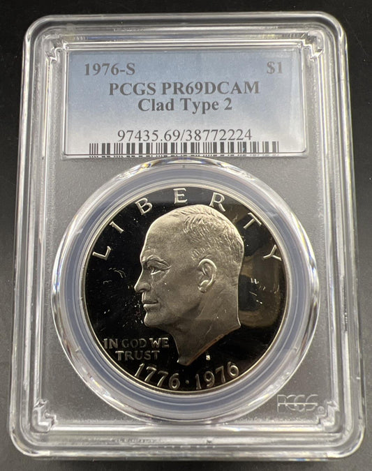 1976 S $1 Ike Eisenhower Proof Dollar Coin PCGS PR69 DCAM Type 2 #224