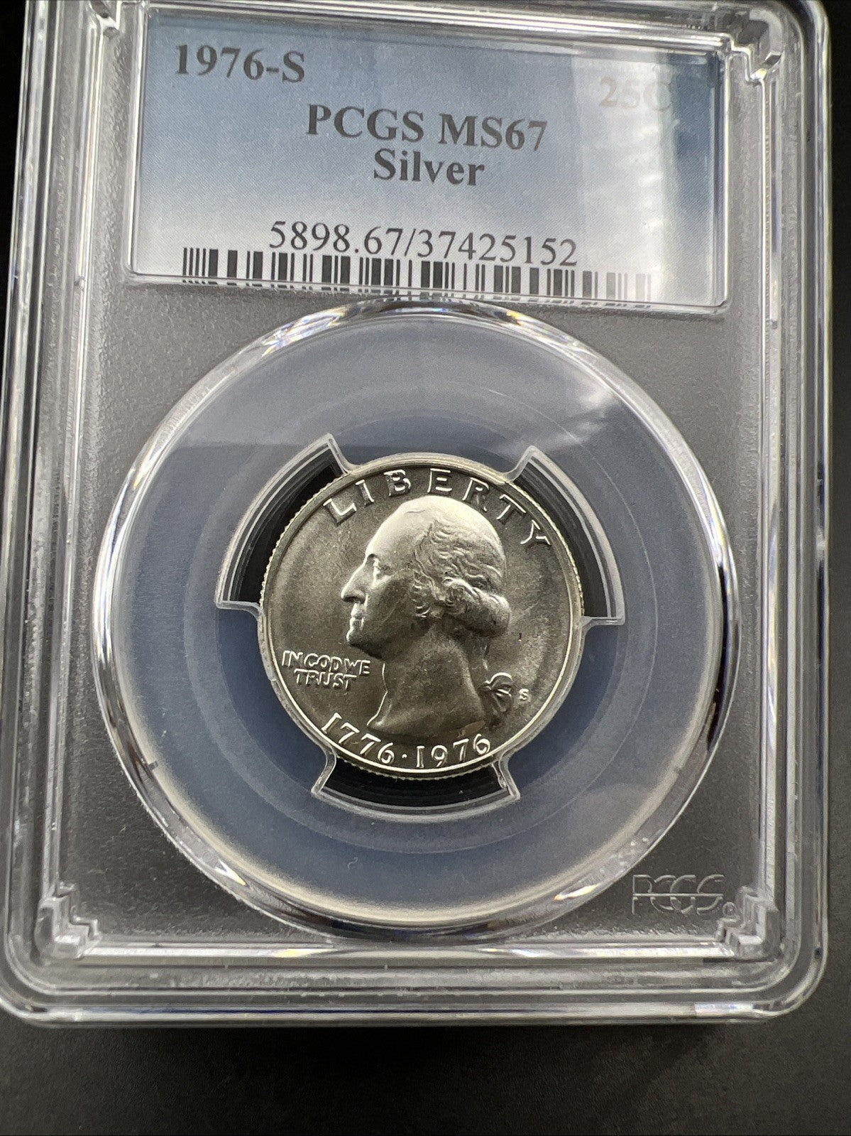 1976 S 25c Bicentennial Washington Silver Quarter Coin PCGS MS67 Gem BU #152