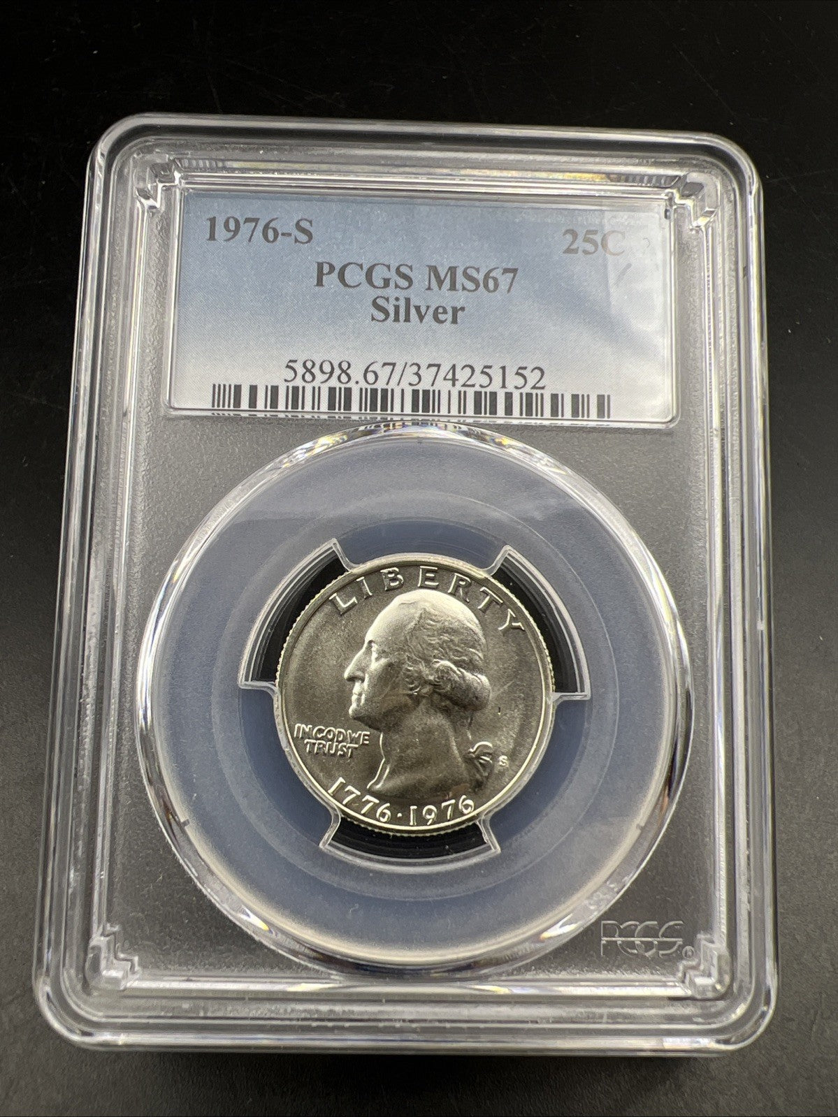1976 S 25c Bicentennial Washington Silver Quarter Coin PCGS MS67 Gem BU #152