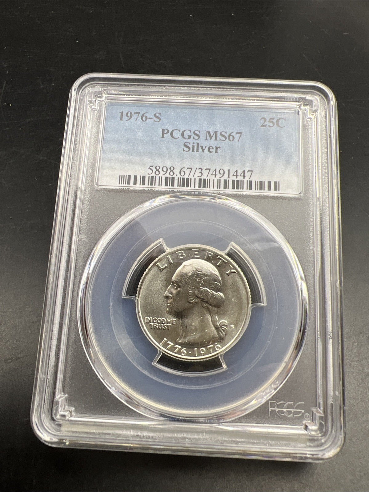 1976 S 25c Bicentennial Washington Silver Quarter Coin PCGS MS67 Gem BU #447