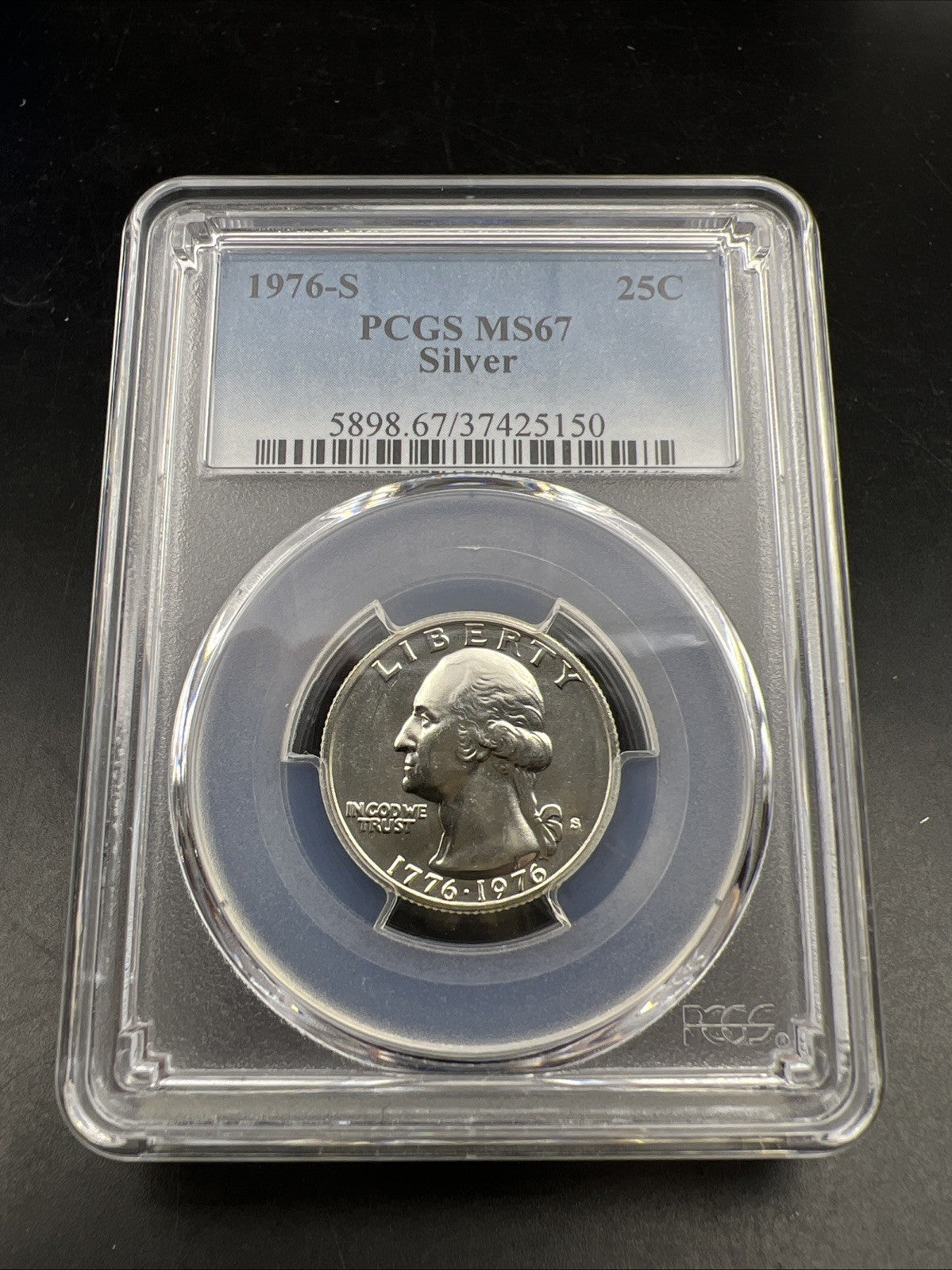 1976 S 25c Bicentennial Washington Silver Quarter Coin PCGS MS67 Gem BU #150