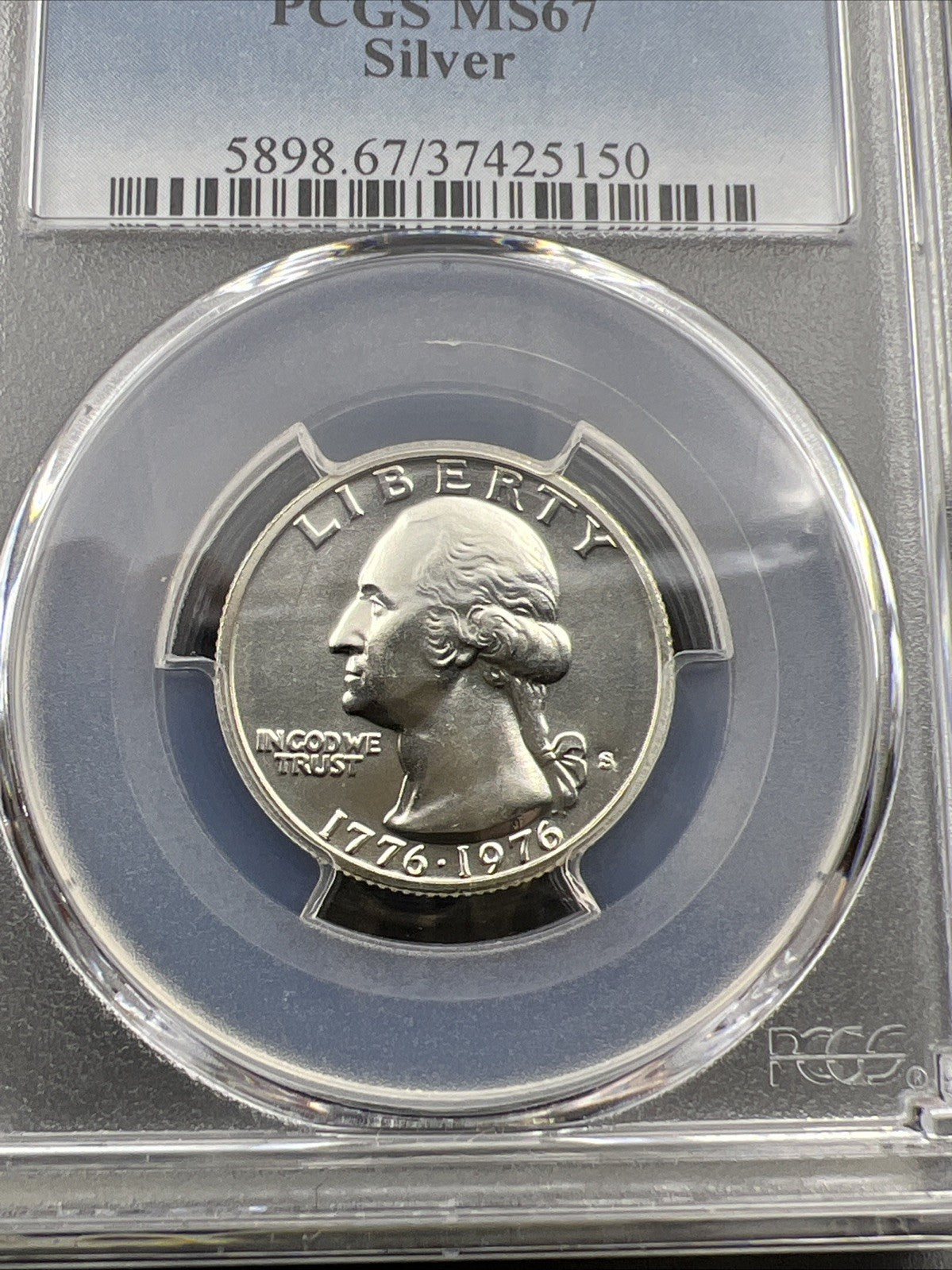 1976 S 25c Bicentennial Washington Silver Quarter Coin PCGS MS67 Gem BU #150