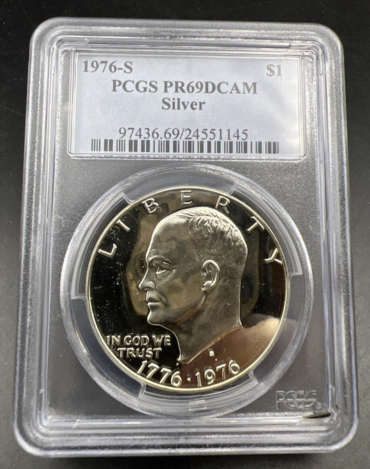 1976 S $1 Ike Eisenhower 40% Silver Dollar Coin PCGS PR69 DCAM #145