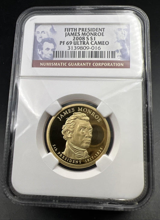 2008 S James Monroe Proof Presidential Dollar Coin NGC PF69 UCAM #016