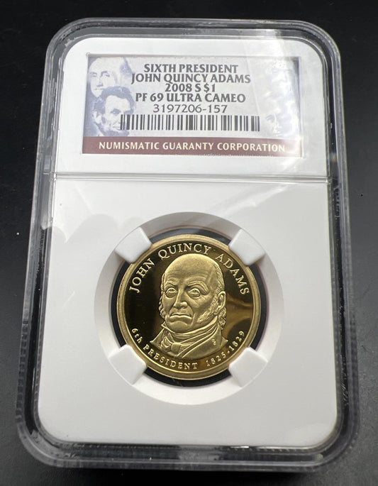 2008 S John Quincy Adams Proof Presidential Dollar Coin NGC PF69 UCAM #157