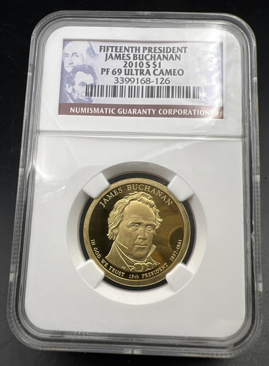 2010 S $1 James Buchanan Presidential Dollar Coin NGC PF69 UCAM Proof #204