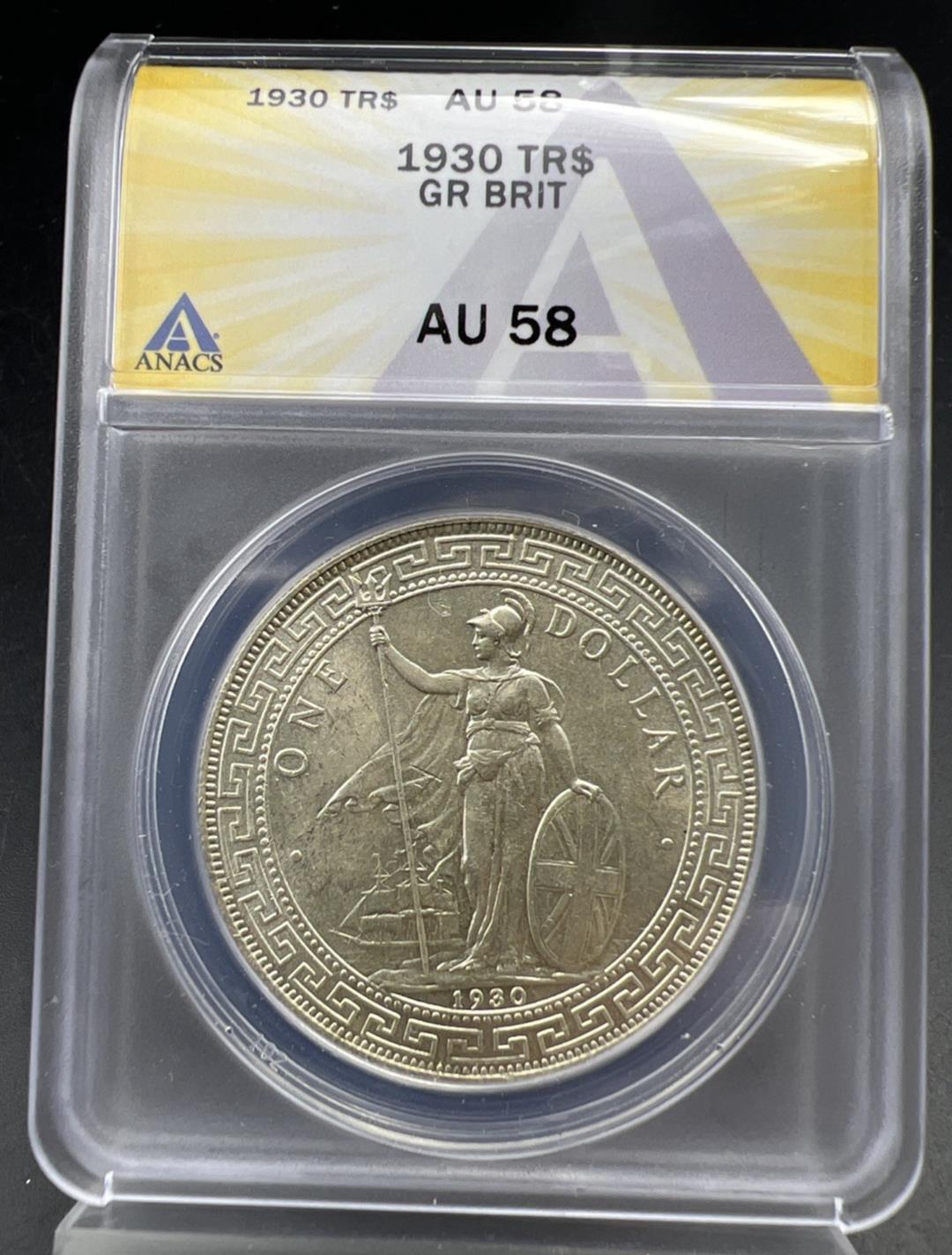 1930 L London Mint Great Britain British Trade Dollar ANACS AU58 CH AU