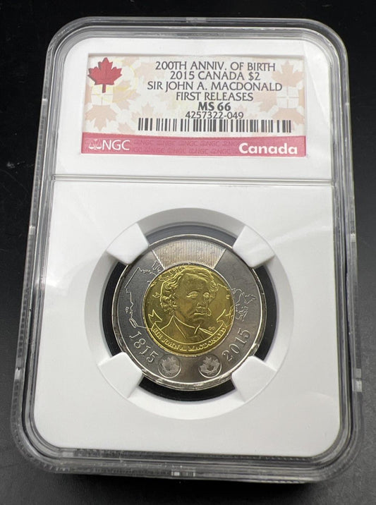 2015 Canada $2 Sir John A MacDonald Twoonie MS66 NGC #049 First Releases