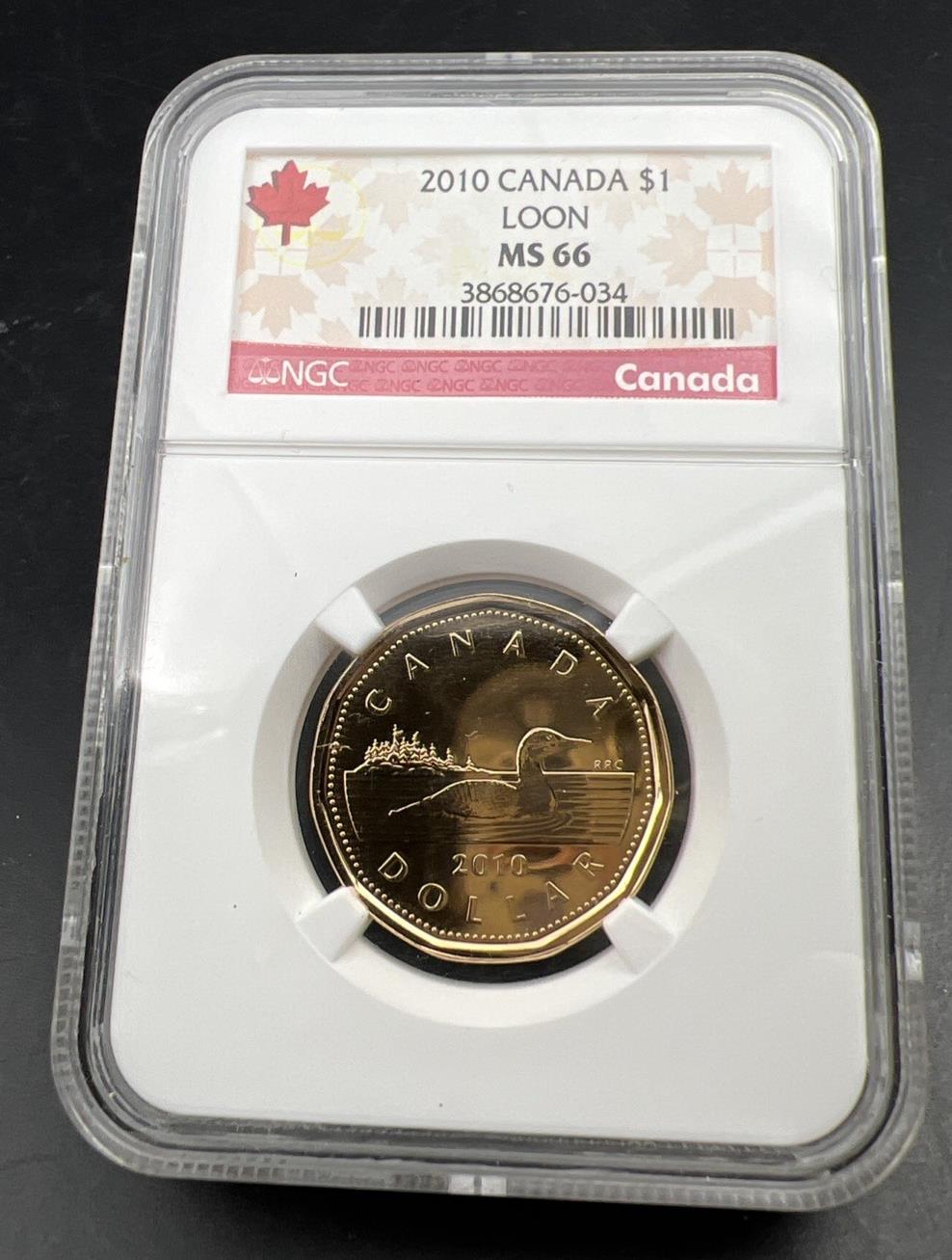 2010 Canada $1 Loon Loonie MS66 Gem BU UNC Dollar Coin