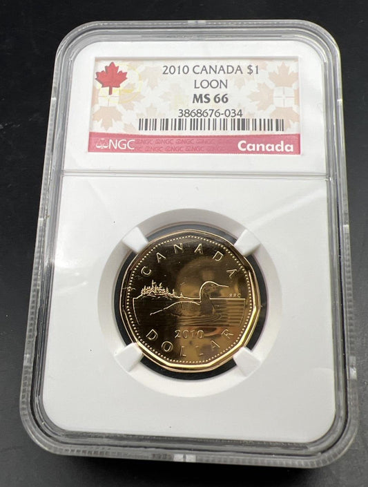 2010 Canada $1 Loon Loonie MS66 Gem BU UNC Dollar Coin