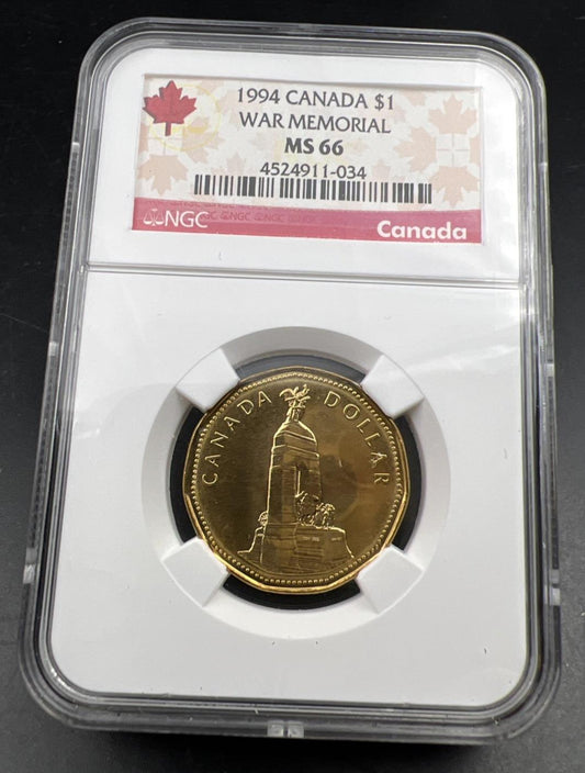 1994 Canada $1 One Dollar War Memorial Commemorative MS66 NGC #034
