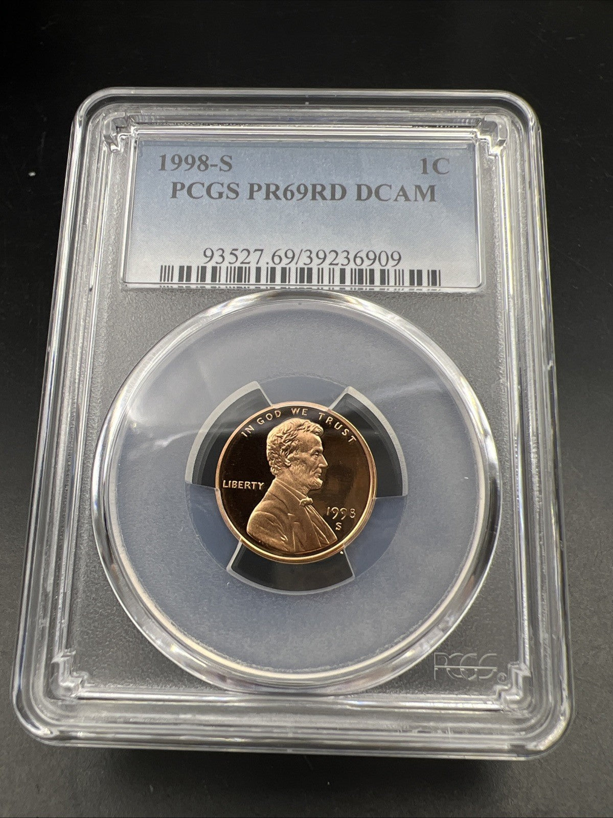 1998 S 1c Lincoln Memorial Cent Coin PCGS PR69 DCAM #09