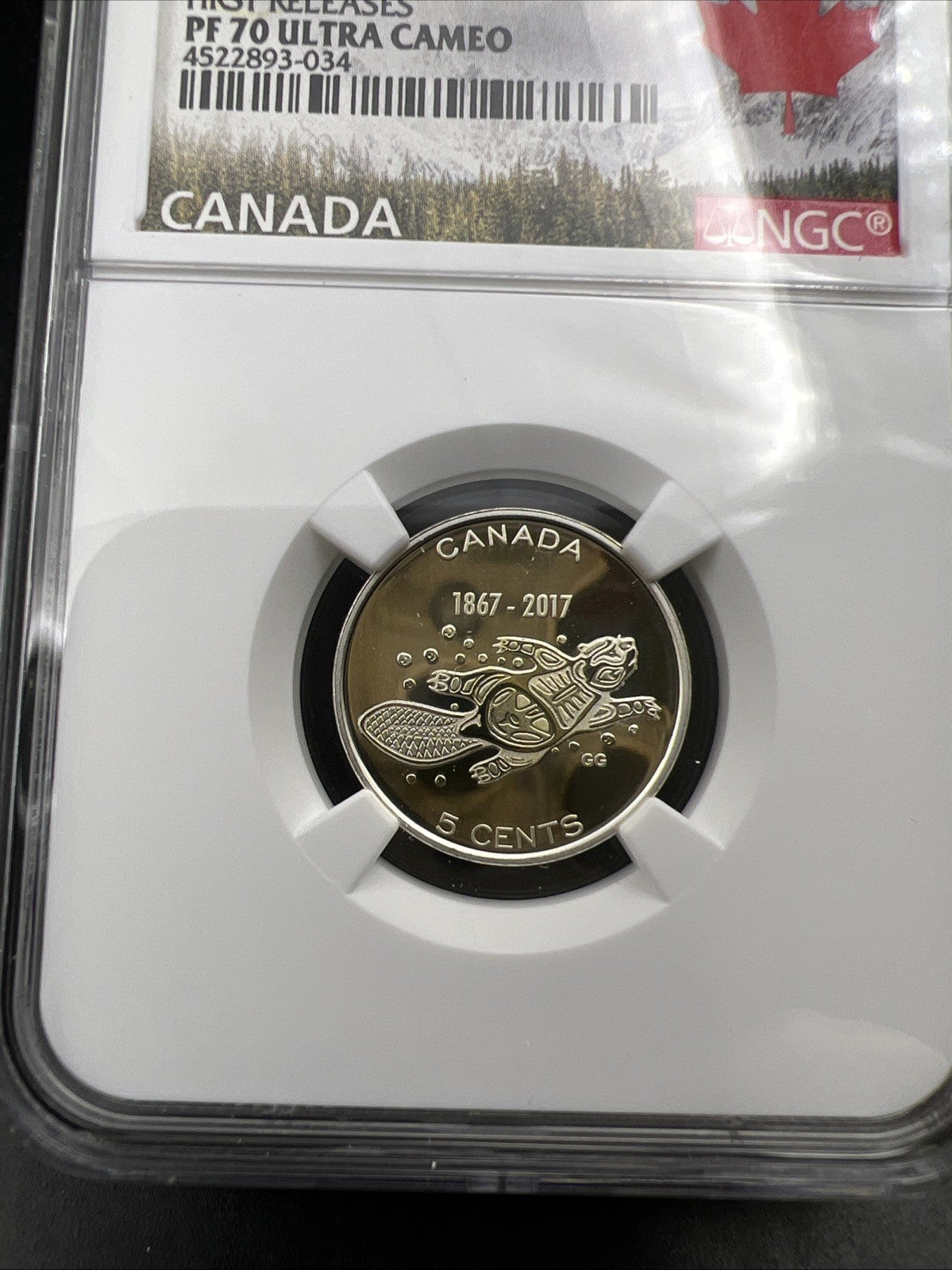 2017 Beaver S5c 150th Anniversary Canada Silver 5 Cents Coin PF70 UCAM #034