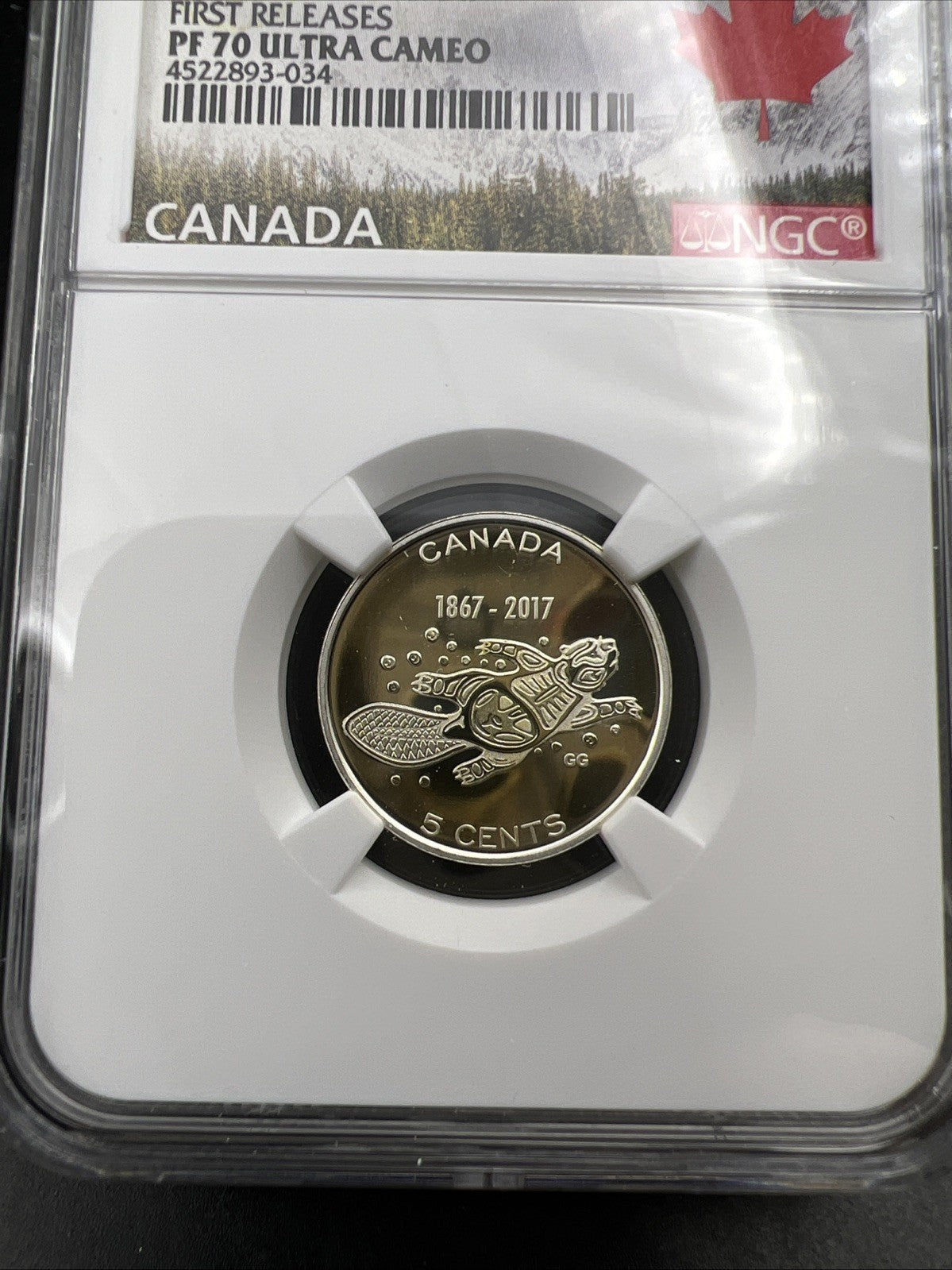 2017 Beaver S5c 150th Anniversary Canada Silver 5 Cents Coin PF70 UCAM #034