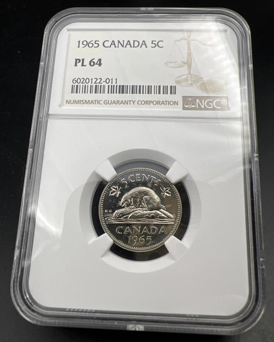 1965 5c Canada Proof-like Beaver Nickel Coin PL64 NGC Certified