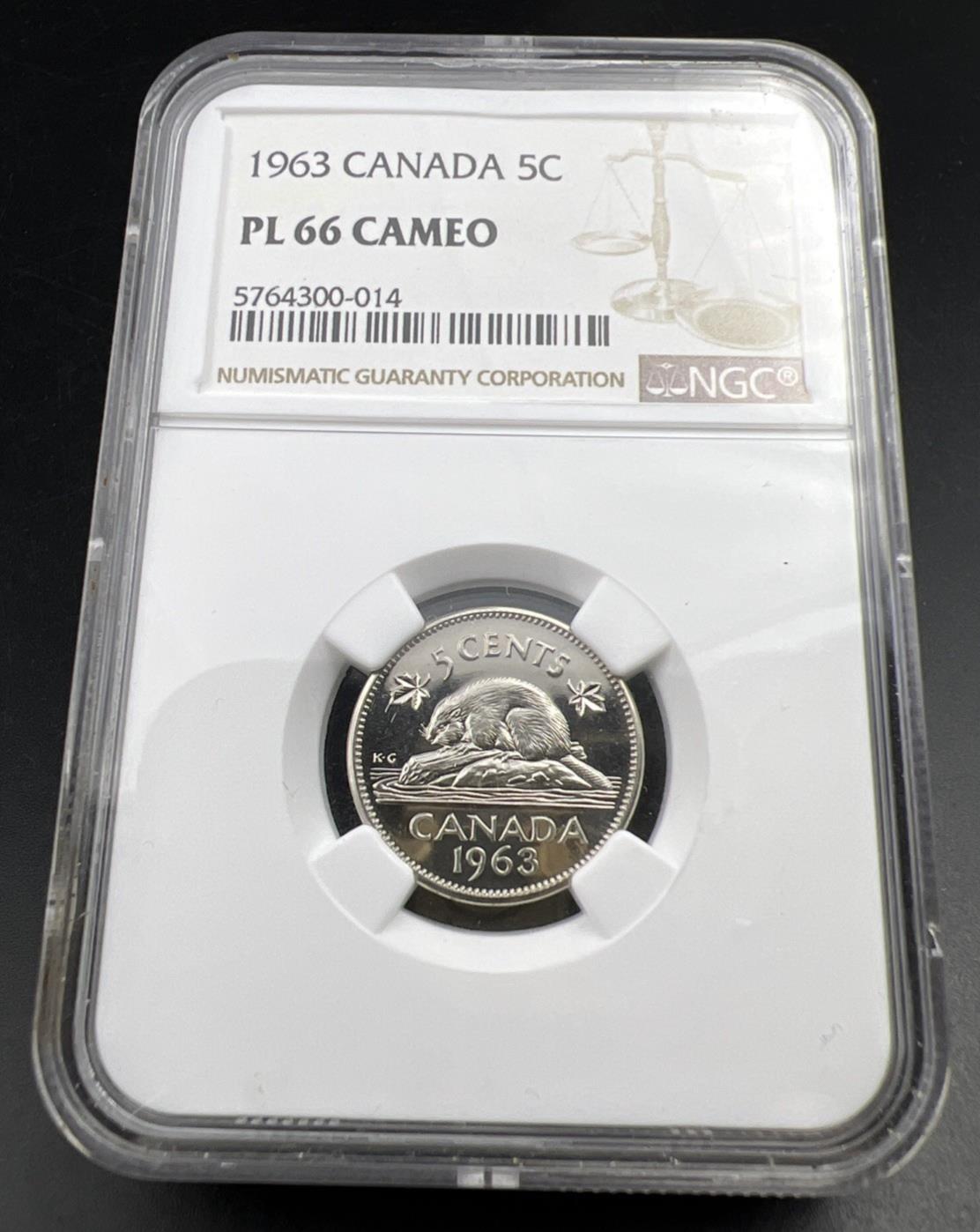 1963 5c Canada Proof-like Beaver Nickel Coin PL65 Cameo NGC Certified