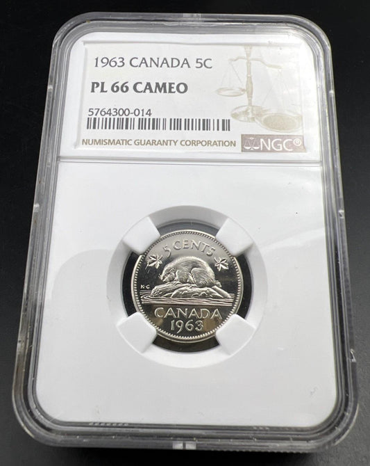 1963 5c Canada Proof-like Beaver Nickel Coin PL65 Cameo NGC Certified