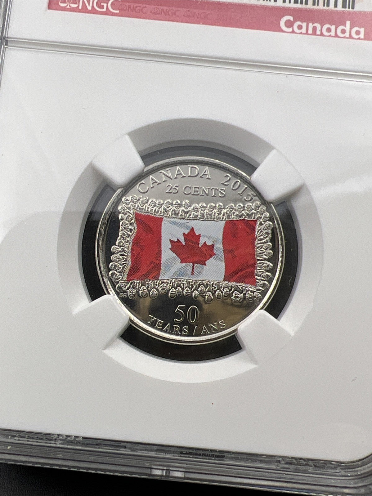 2015 Canada 25c Twenty Five Cent Colorized Flag Quarter Coin NGC MS67