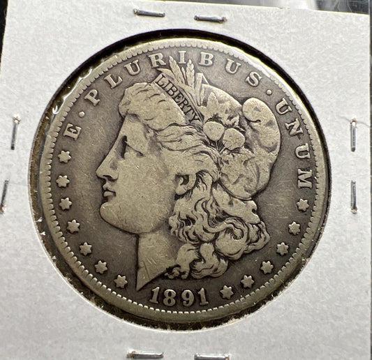 1891 O Morgan Silver Dollar Coin Vam 1A E Reverse Fine / VF Circulated