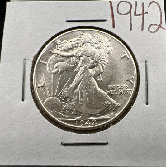 1942 P 50c Walking Liberty Silver Half Dollar UNC Uncirculated