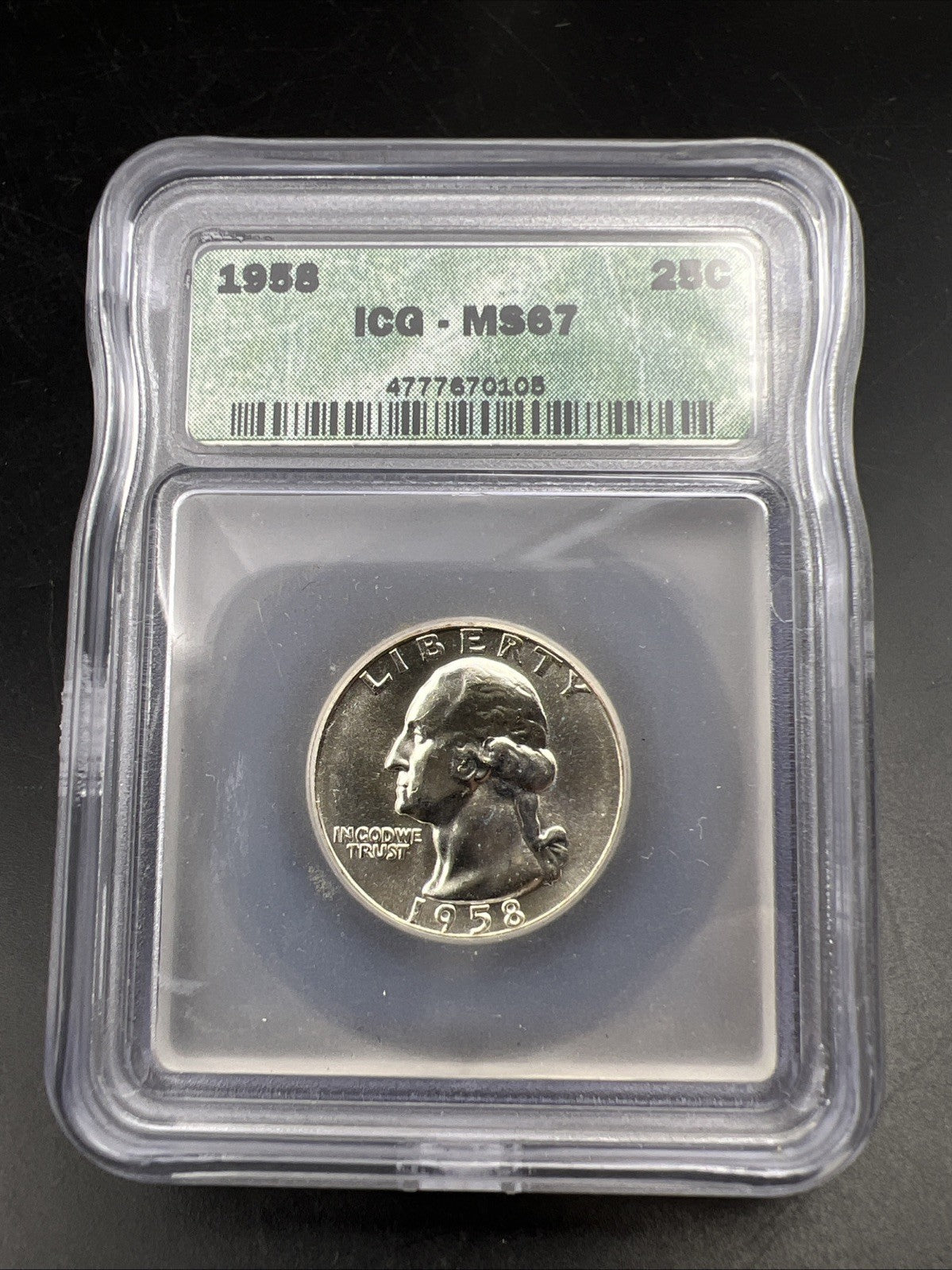1958 P Washington Silver Quarter Coin ICG MS67 Gem BU Uncirculated #10