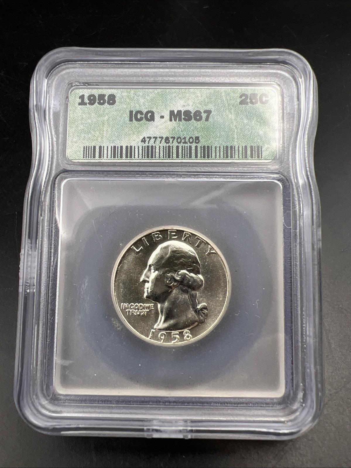 1958 P Washington Silver Quarter Coin ICG MS67 Gem BU Uncirculated #10