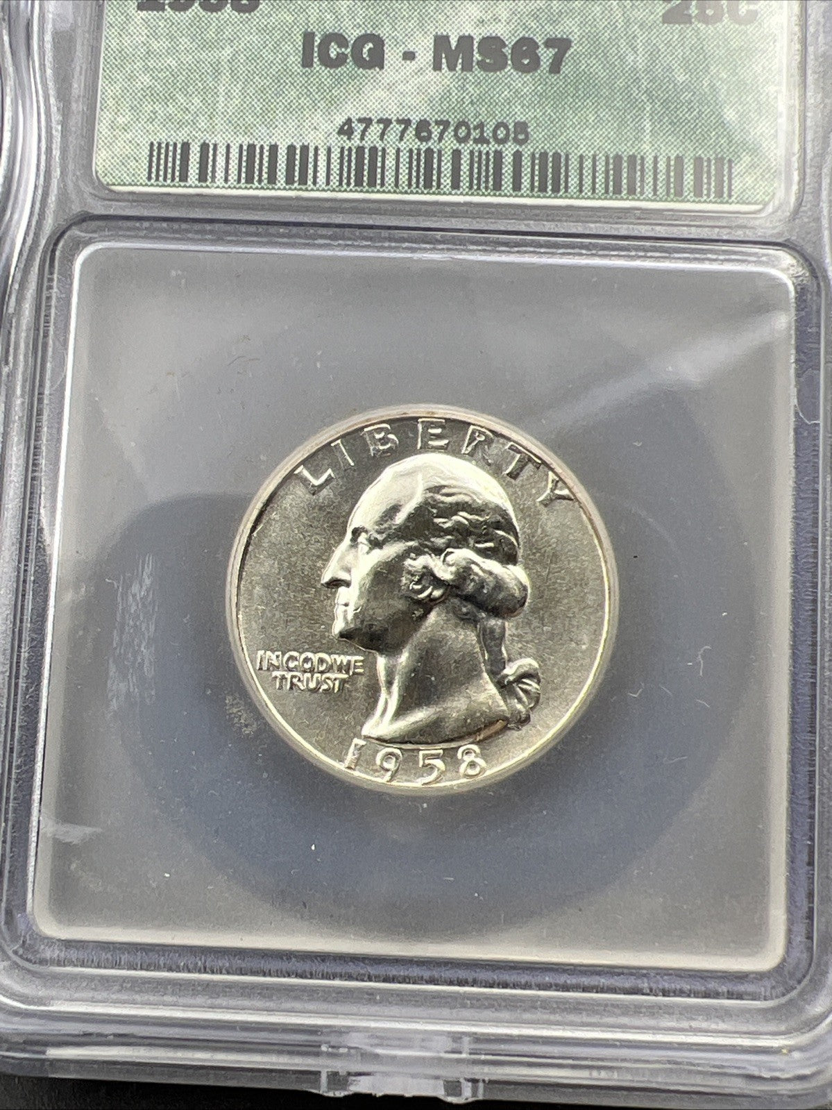 1958 P Washington Silver Quarter Coin ICG MS67 Gem BU Uncirculated #10