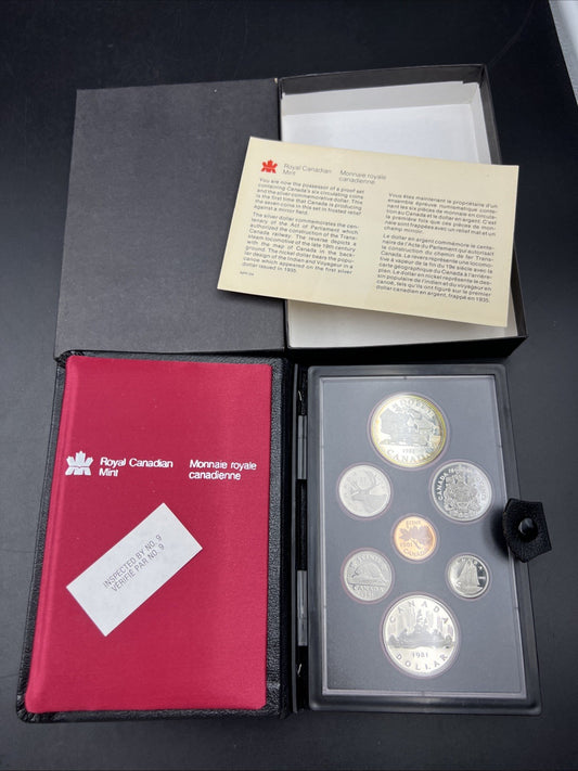 1981 Canada Double Dollar Proof Set Gem Uncirculated Coins With Box & COA