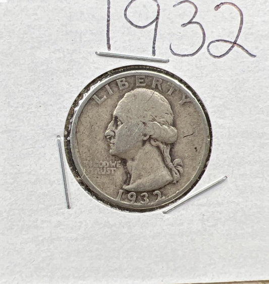 1932 P 25c Washington 90% Silver Quarter Coin Choice VG Very Good / Fine SKU#32A