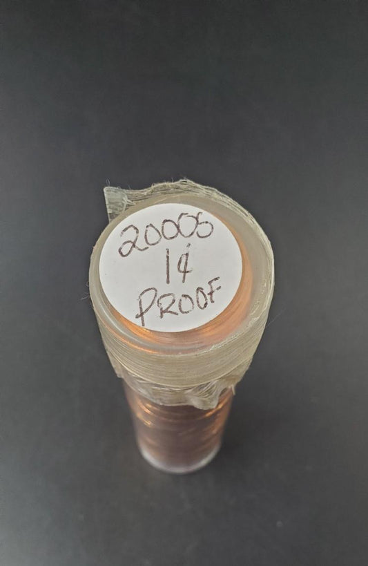 2000 S Proof 50 coin Lincoln Cent BU Uncirculated Roll In Plastic Tube