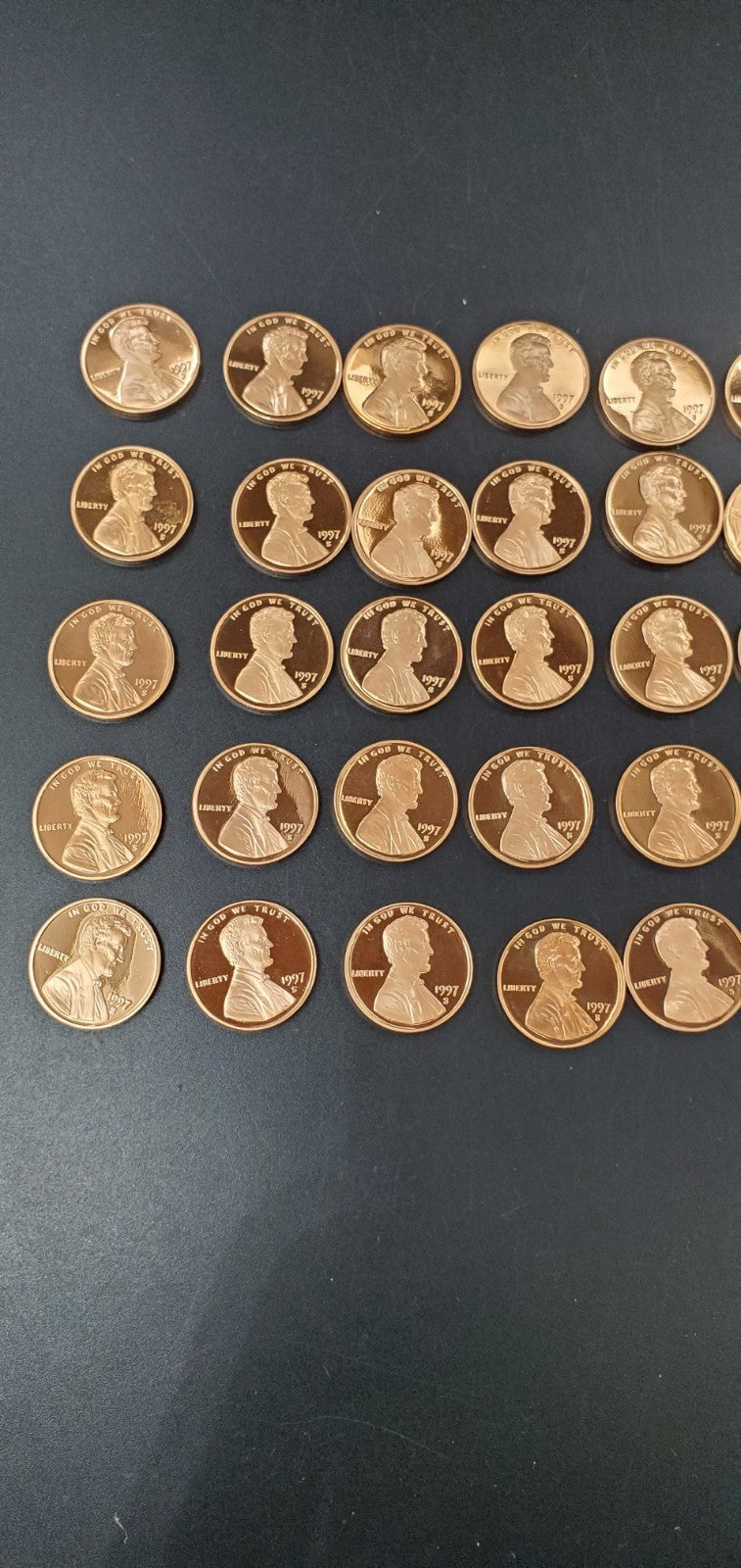 1997 S PROOF Lincoln Cent Roll BU Uncirculated In Plastic Tube