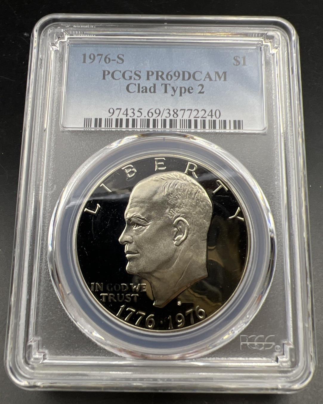 1976 S $1 Ike Eisenhower Proof Clad Dollar Coin PCGS PR69 DCAM Type 2 #240