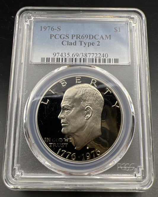 1976 S $1 Ike Eisenhower Proof Clad Dollar Coin PCGS PR69 DCAM Type 2 #240