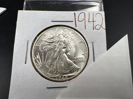 1942 P 50c Walking Liberty Silver Half Dollar UNC Uncirculated SKU#A1
