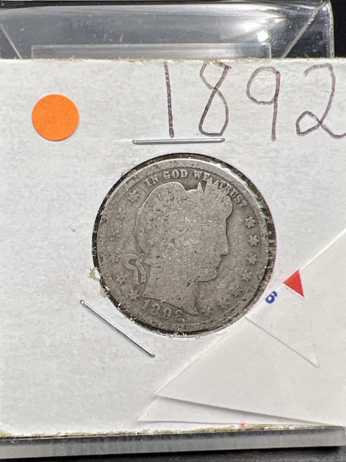 1892 25c Barber Silver Quarter Coin AG About Good Circ SKU#OG